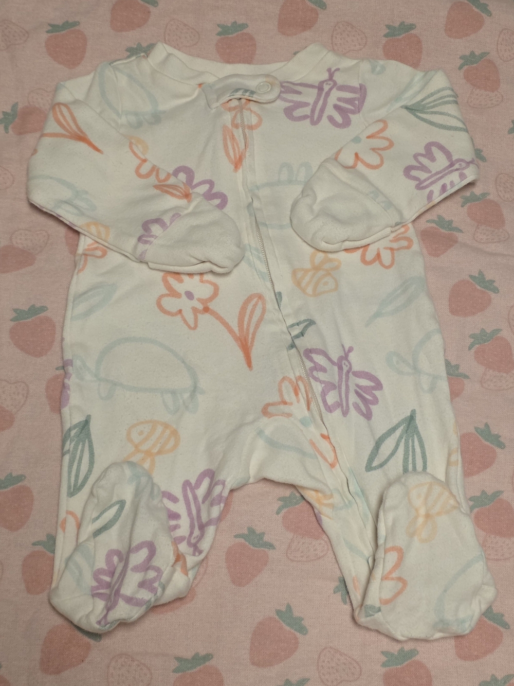 5/$20 Carter's White Floral & Butterfly Footed Pajamas